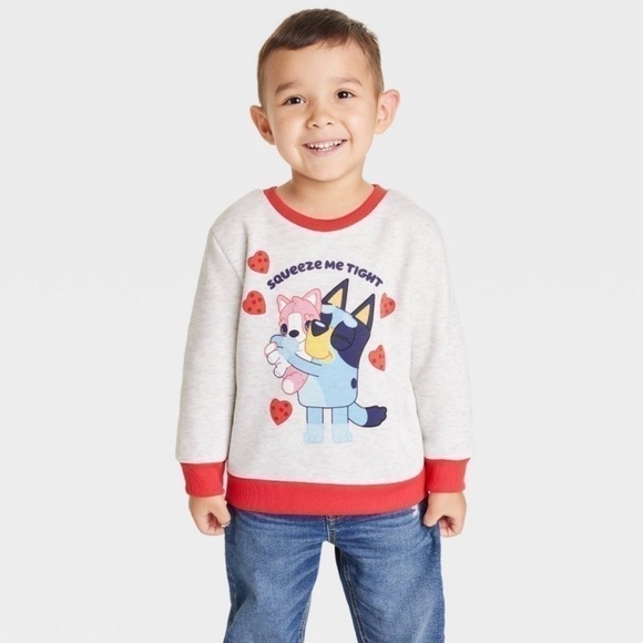 BLUEY Long Sleeve Pullover Sweatshirt Hearts Toddler Boy Girl Valentine’ Day 3T - Picture 1 of 8